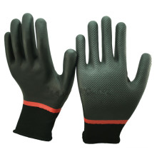 NMSAFETY 13G knitted nylon liner coated black nitrile coated double nitrile glove